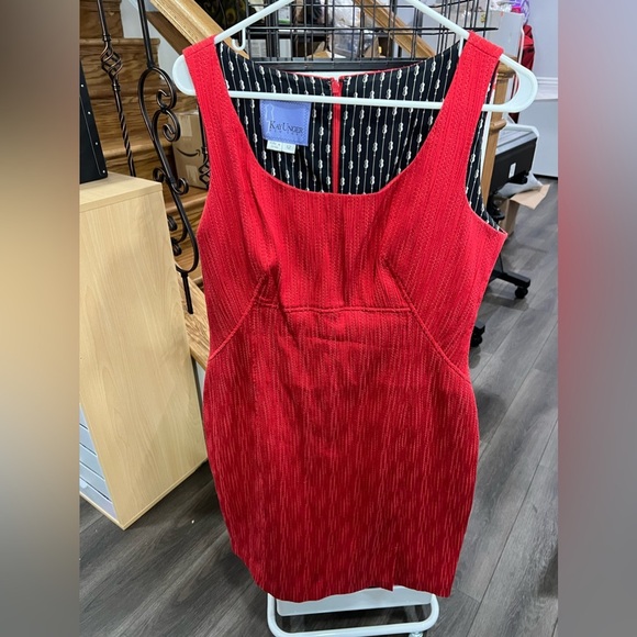 Kay Unger New York Textured Red Lined Dress Size 12 w/Slight Slit - Picture 1 of 5